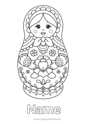 Colouring to customise Symbols Games And Toys Russia Doll