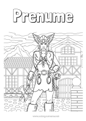 Desen liber de colorat Viking Femeie