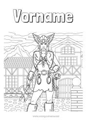 Kostenlose Malvorlage Viking Frau