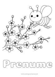 Desen liber de colorat Flori Primăvară Animal Albină Insecte Cireș