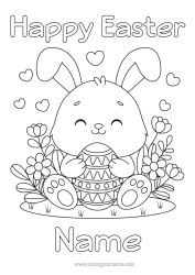 Colouring to customise Cute Rabbit Animal Easter Eggs Easter Forest Animals