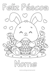 Desenho grátis Kawaii Coelho Animal Ovos de Páscoa Páscoa Animais da floresta