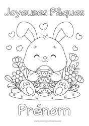 Coloriage à personnaliser Kawaii Lapin Animal Oeufs de Pâques Pâques Animaux de la forêt