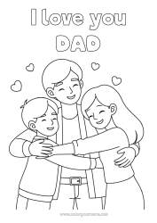 Free colouring Dad Girl Boy Child 