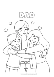 Child coloring page Dad Girl Boy Child 