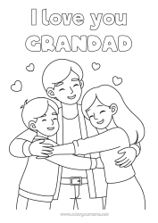 Free colouring Dad Girl Boy Child 