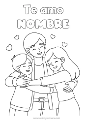 Colorear gratis Papá Chica Chico Niño Mensaje 
