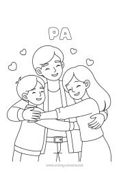 Kleurplaat voor kinderen Papa Meisje Jongen Kind 
