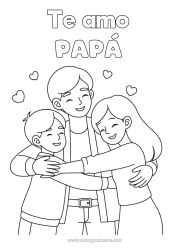 Colorear gratis Papá Chica Chico Niño Mensaje