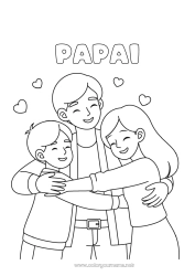 Página de desenho infantil Papai Menina Menino Criança Mensagem de 