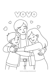 Página de desenho infantil Papai Menina Menino Criança Mensagem de 