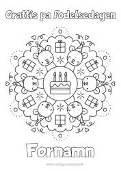 Gratis teckning Ljus Kaka Gåvor Födelsedag Mandala Mus Grattis på födelsedagen! Skogens djur
