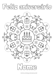 Desenho grátis Vela Bolo Presentes Aniversário Mandala Rato Feliz aniversário (francês) Mensagem Animais da floresta