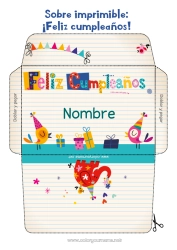 Colorear para personalizar Cumpleaños Sobre Mensaje de feliz cumpleaños (inglés) Sobre para imprimir