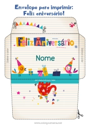 Desenho para personalizar Aniversário Envelope Feliz aniversário (francês) Mensagem Envelope para imprimir