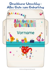 Kostenlose Malvorlage Geburtstag Umschlag Alles Gute zum Geburtstag (Französisch) Nachricht Bedruckbare Umschläge