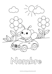 Colorear gratis Flores Primavera Vehículos Coches Animales Abeja Dibujos fáciles para colorear Insectos Automóviles, furgonetas y autocaravanas