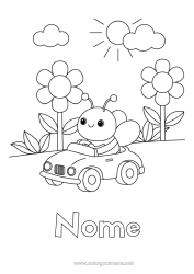 Disegno gratuito Fiori Primavera Veicoli Auto Animale Ape Disegni da colorare facili Insetti Auto, van e camper