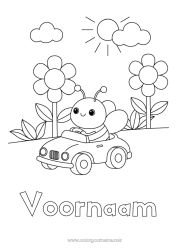 Gratis kleurplaat Bloemen Lente Voertuigen Auto Dier Bij Eenvoudige kleurplaten Insecten Auto's, busjes en campers