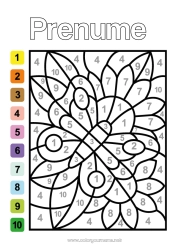 Pagină de colorat personalizată Număr Primăvară Fluture Desene magice de colorat Activități pentru copii Animal Insecte