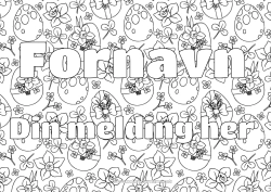Gratis fargelegging Blomster Vår Dekorert navn Påskeegg Påske Påskeliljer Dekorativ bakgrunn