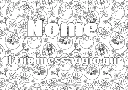 Colorare per personalizzare Fiori Primavera Nome decorato Uova di Pasqua Pasqua Giunchiglie Sfondo decorativo