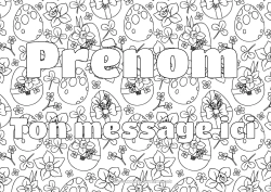 Coloriage gratuit Fleurs Printemps Nom décoré Oeufs de Pâques Pâques Jonquilles Fond décoratif