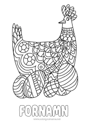 Gratis färgläggning Höna Djur Påskägg Påsk Zentangle Gårdsdjur
