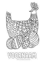 Gratis kleurplaat Kip Dier Paaseieren Pasen Zentangle Boerderijdieren