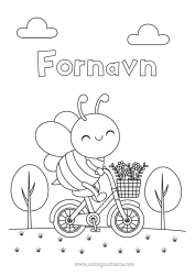 Gratis tegning Forår Køretøjer Dyr Bi Nem farvelægning Cykel Insekter Tohjulede køretøjer