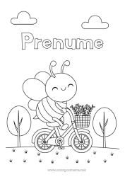 Desen liber de colorat Primăvară Vehicule Animal Albină Desene de colorat ușoare Bicicletă Insecte Vehicule cu două roți