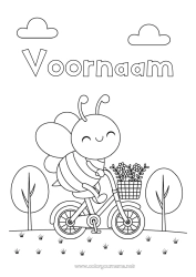 Gratis kleurplaat Lente Voertuigen Dier Bij Eenvoudige kleurplaten Fiets Insecten Tweewielers
