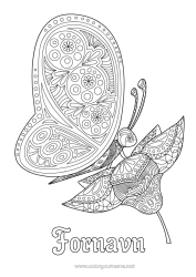 Gratis farvelægning Sommerfugl Dyr Komplekse farvelægninger Zentangle Insekter