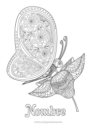 Colorear gratis Mariposa Animales Dibujos complejos para colorear Zentangle Insectos