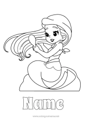 Free drawing Mermaid Hair and hairstyles Rock