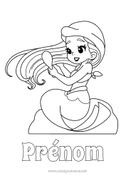 Dessin gratuit Sirène Cheveux et coiffures Rocher