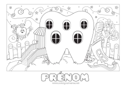 Dessin gratuit Dent de lait Fée des dents Maison Métiers de la santé Dentiste