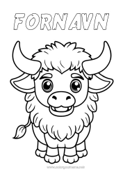 Gratis farvelægning Kawaii Dyr Andre dyr i verden Bison