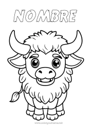 Colorear para personalizar Kawaii Animales Otros animales del mundo Bisonte