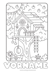 Kostenlose Malvorlage Baum Haus Apfelbaum Baumhaus