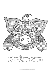 Coloriage à personnaliser Cochon Animal Coloriages complexes Zentangle Animaux de la ferme