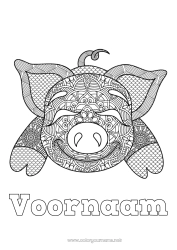 Kleurplaat aanpassen Varken Dier Complex Kleurplaten Zentangle Boerderijdieren