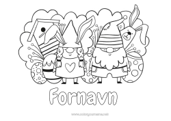 Farvelægningssiden tilpasning Forår Kanin Gnomes Påskeæg Påske Fugle og flyvende pattedyr Skovens dyr Fuglekasse