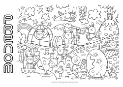Dessin gratuit Lapin Oeufs de Pâques Pâques Animaux de la forêt