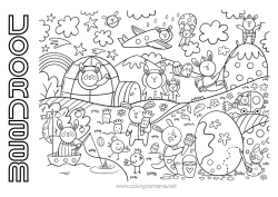Gratis tekening Konijn Paaseieren Pasen Bosdieren