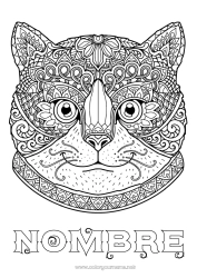 Colorear para personalizar Cat Animales Dibujos complejos para colorear Zentangle Perros y gatos Cabeza