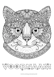 Gratis kleurplaat Kat Dier Complex Kleurplaten Zentangle Honden en katten Hoofd