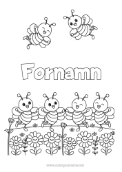 Gratis färgläggning Blommor Vår Djur Bi Insekter
