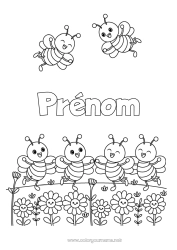 Coloriage gratuit Fleurs Printemps Animal Abeille Insectes