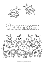 Kleurplaat aanpassen Bloemen Lente Dier Bij Insecten